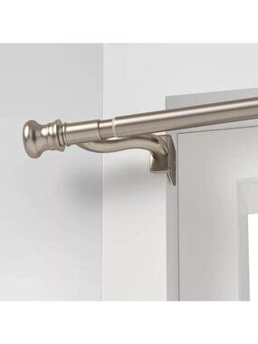 Room Essentials Twist & Lock Tension Hold 2 Curtain Rod Set 48" to 84" -- Nickel